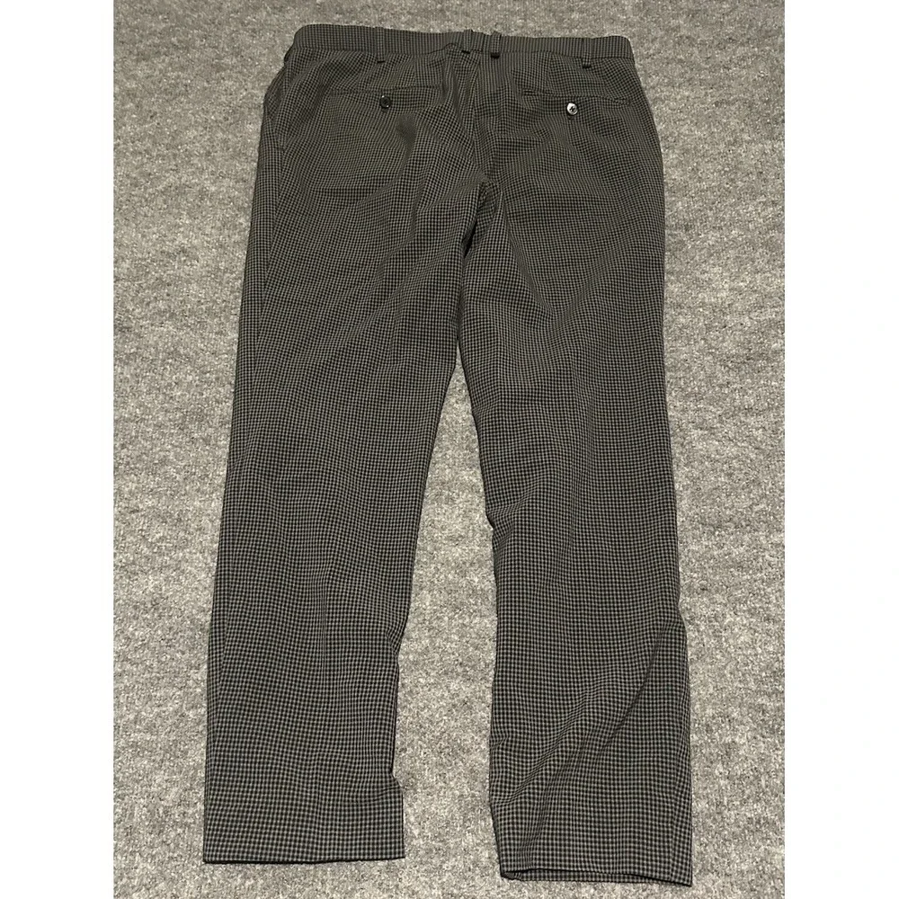 John Varvatos Pants Mens 36x29 Gray Wool Blend Plaid Dress Flat Front Trousers